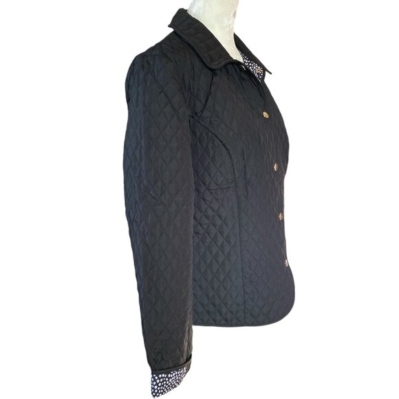 Briggs New York women's M black quilted long sleeve collared snap front jacket - Picture 2 of 11
